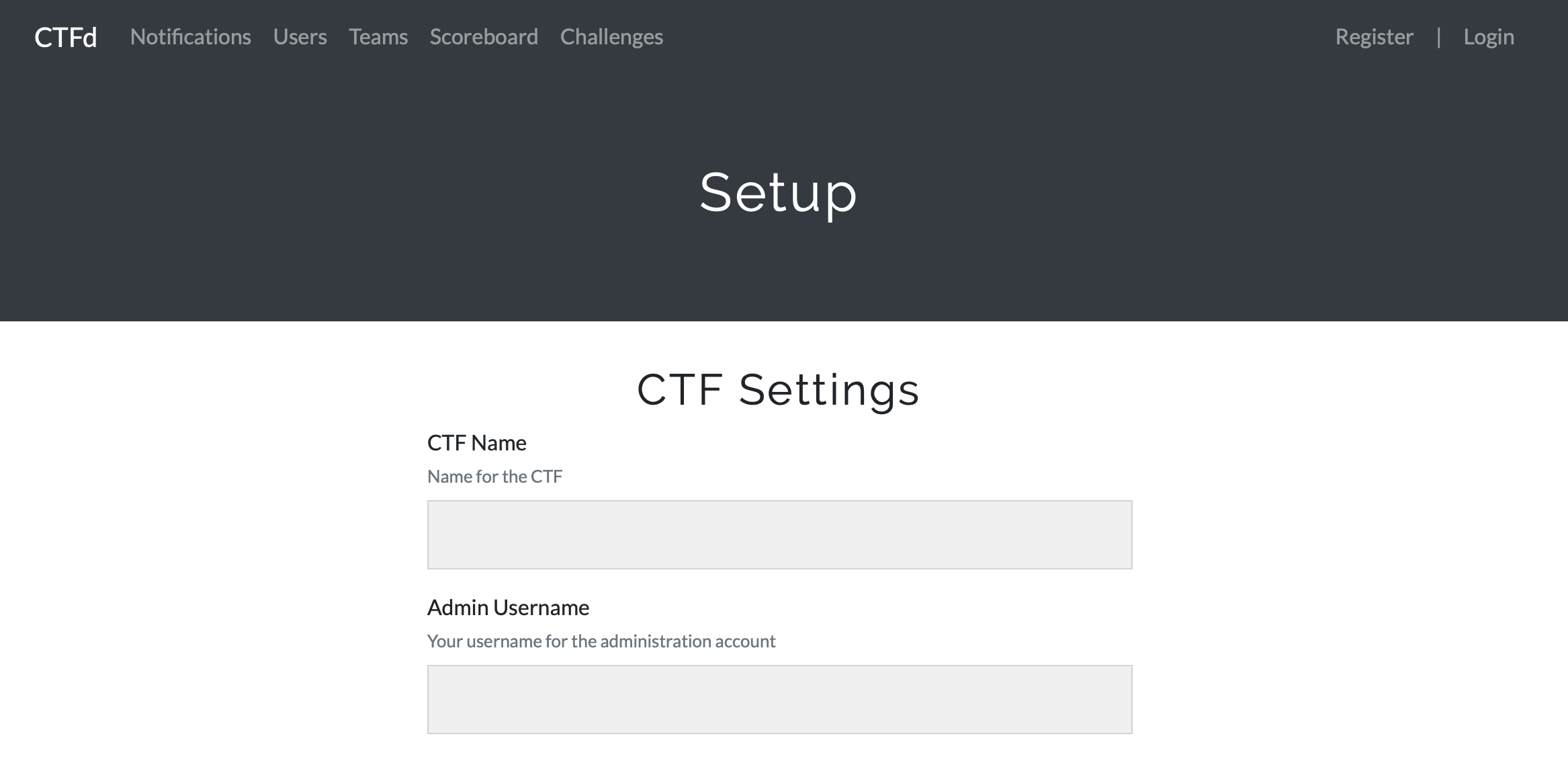 Setup Page